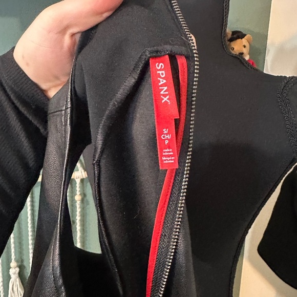 NWT SPANX Black Faux Leather Midi Dress Size SP - Picture 5 of 7